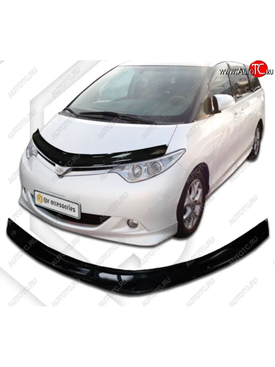 Дефлектор капота CA-Plastiс Toyota Previa 3 дорестайлинг (2006-2009) (Classic черный, Без надписи)  в Самаре Самарской области
