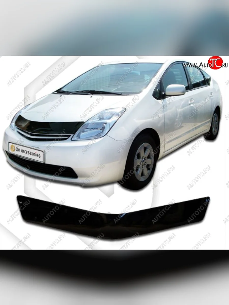 Дефлектор капота (левый руль) CA-Plastiс Toyota Prius XW20 дорестайлинг (2003-2005) (серия Classic черный, Без надписи)  в Керчи Республика Крым
