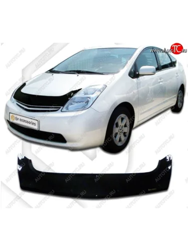 Дефлектор капота (левый руль) CA-Plastiс exclusive (серия Classic черный) Toyota Prius XW20 дорестайлинг (2003-2005)