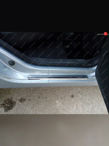 Пороги накладки Russtal (Нержавейка полированная) Datsun on-DO седан дорестайлинг (2014-2019)