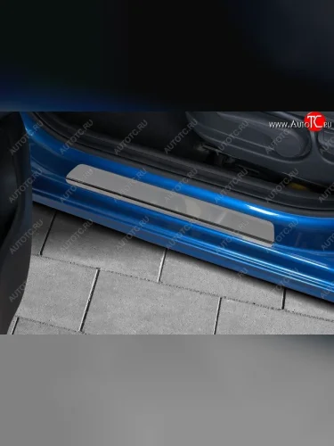 Пороги накладки Russtal (Нержавейка полированная) Hyundai Solaris RBr седан дорестайлинг (2010-2014)