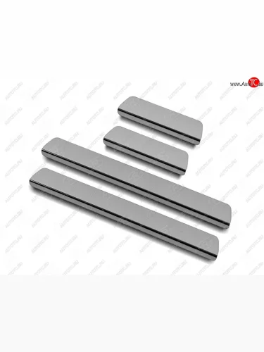 Пороги накладки Russtal (Нержавейка шлифованная без надписи) Hyundai Solaris HCR седан дорестайлинг (2017-2020)