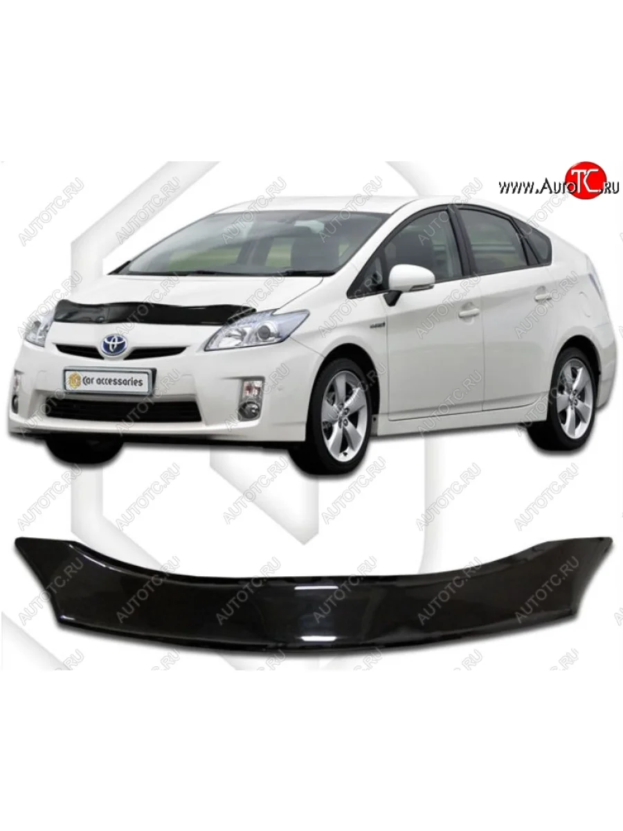 Дефлектор капота CA-Plastiс Toyota Prius XW30 дорестайлинг (2009-2011) (Classic черный, Без надписи)  в Самаре Самарской области