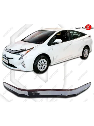 Дефлектор капота CA-Plastiс (Classic черный) Toyota Prius XW50 дорестайлинг (2015-2018)