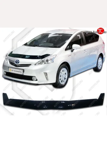 Дефлектор капота CA-Plastiс (Classic черный) Toyota Prius Alfa лифтбек рестайлинг (2011-2015)
