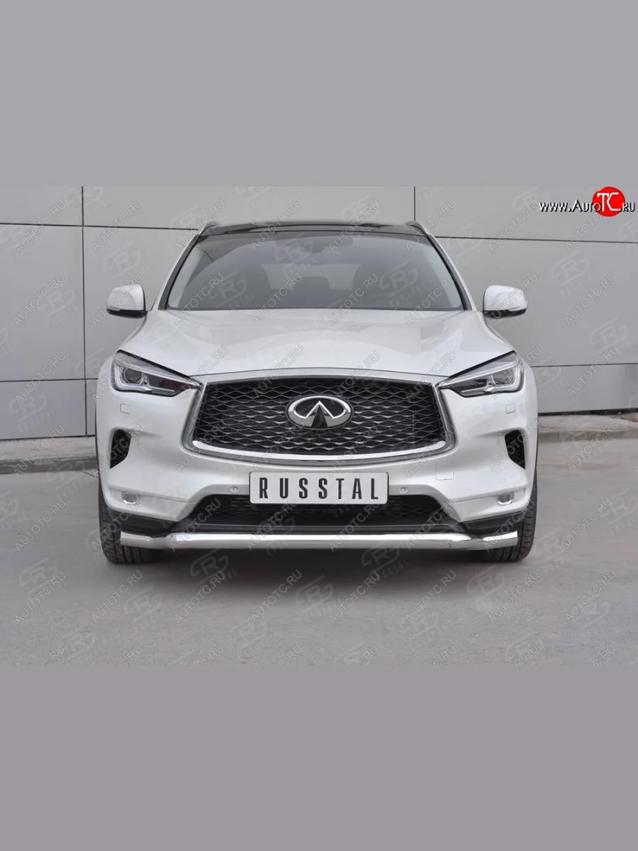 Защита переднего бампера SLITKOFF (Ø63 мм волна, нержавейка) INFINITI Qx50 J55 (2017-2022)  в Керчи Республика Крым