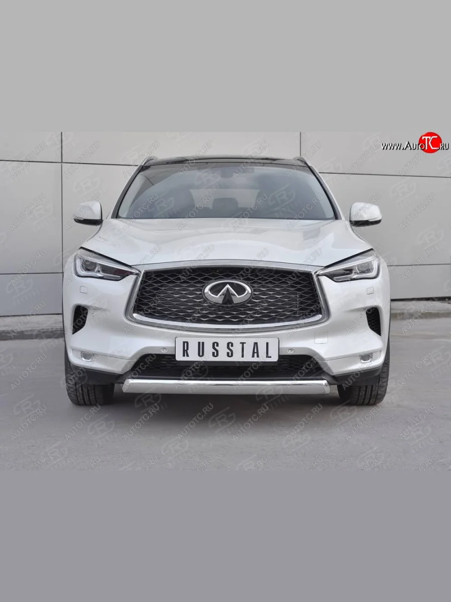 Защита переднего бампера (Ø75х42 дуга, нержавейка) Russtal INFINITI Qx50 J55 (2017-2022)  в Самаре Самарской области