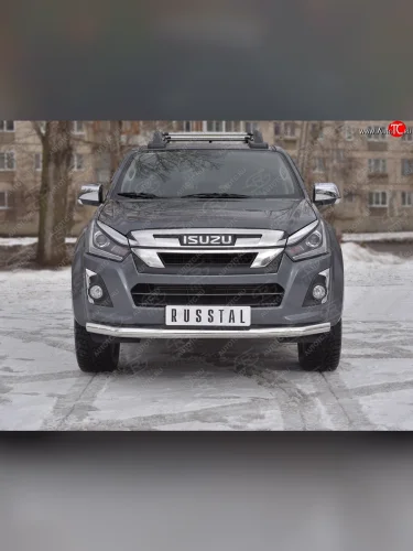 Защита переднего бампера (Ø 63 мм, нержавейка) SLITKOFF Isuzu D-Max RT85,TFR DoubleCab рестайлинг (2015-2021)