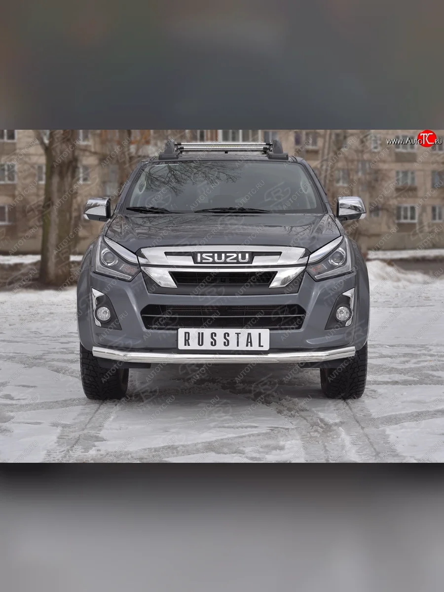 Защита переднего бампера (Ø 63 мм, нержавейка) SLITKOFF Isuzu D-Max RT85,TFR DoubleCab рестайлинг (2015-2021)  с доставкой в г. Керчь