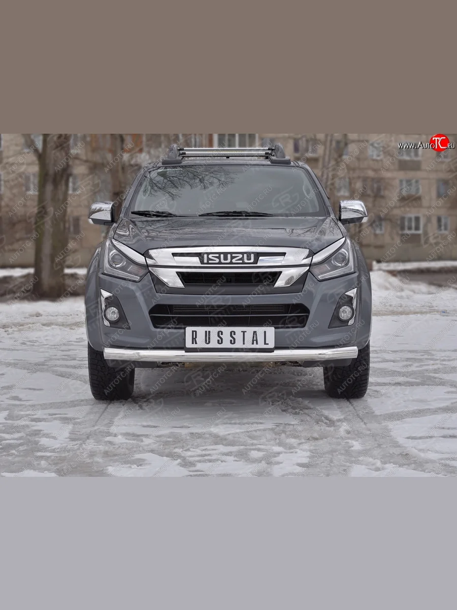 Защита переднего бампера (Ø 76 мм, нержавейка) SLITKOFF Isuzu D-Max RT85,TFR DoubleCab рестайлинг (2015-2021)  с доставкой в г. Керчь