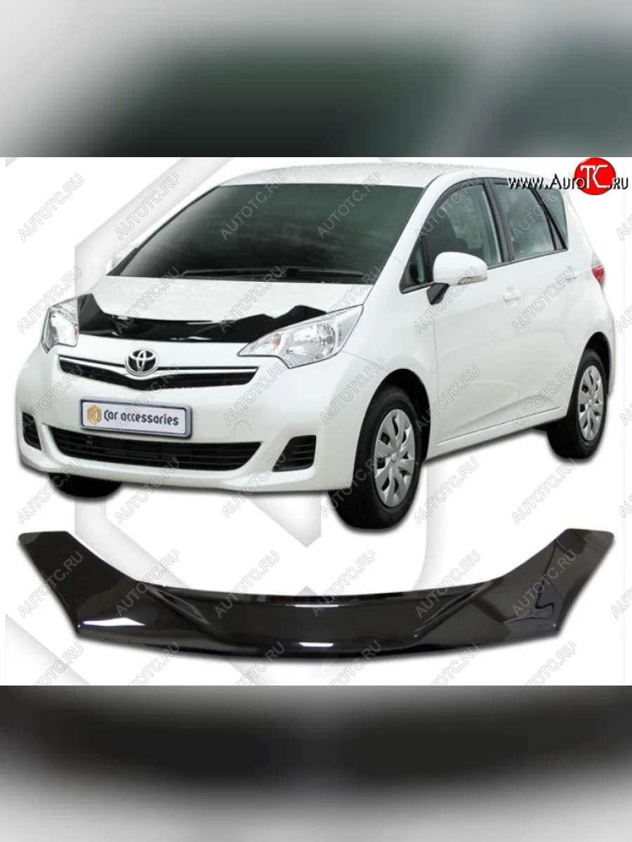 Дефлектор капота CA-Plastiс Toyota Ractis (2010-2016) (Classic черный, Без надписи)  в Воронеже Воронежской области