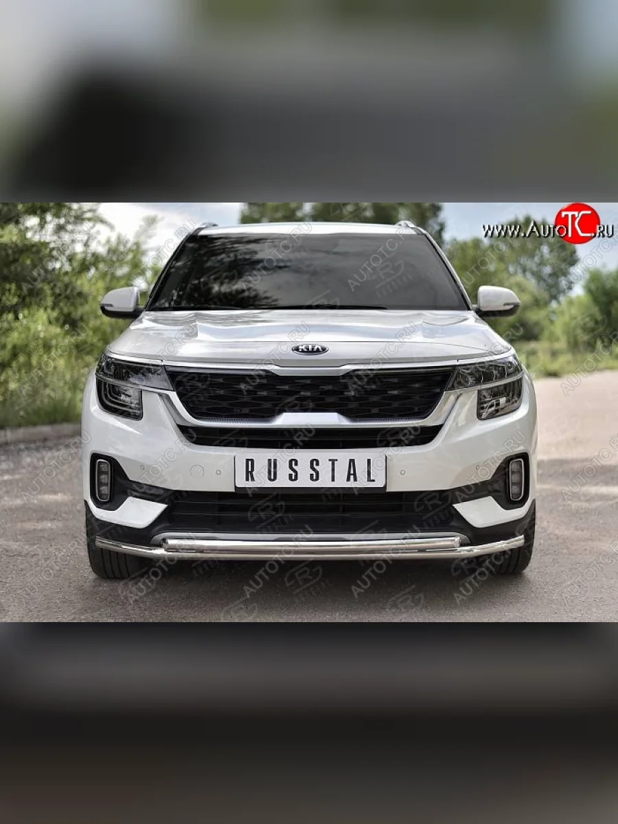 Защита переднего бампера (2 трубы Ø42 мм, нержавейка) SLITKOFF  KIA Seltos (2019-2025)  в Воронеже Воронежской области