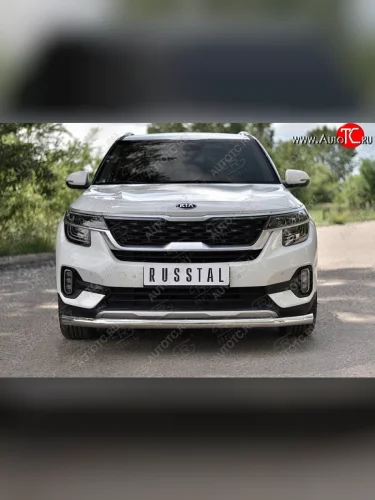 Защита переднего бампера (Ø 63 мм, нержавейка) SLITKOFF KIA Seltos (2019-2025)