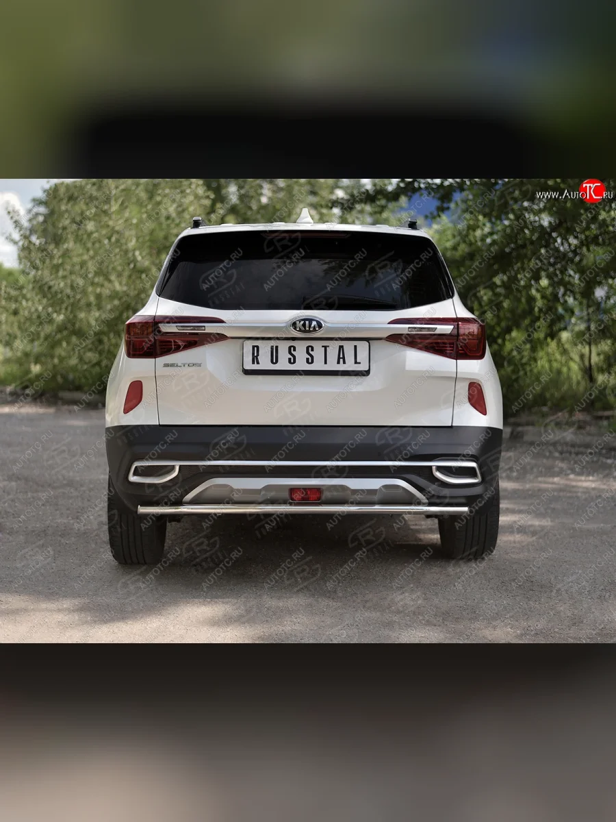 Защита заднего бампера (Ø42 мм, нержавейка) SLITKOFF  KIA Seltos (2019-2025)  с доставкой в г. Самара