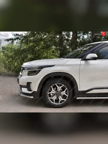 Защита переднего бампера (Ø42 мм, нержавейка) SLITKOFF KIA Seltos (2019-2025)