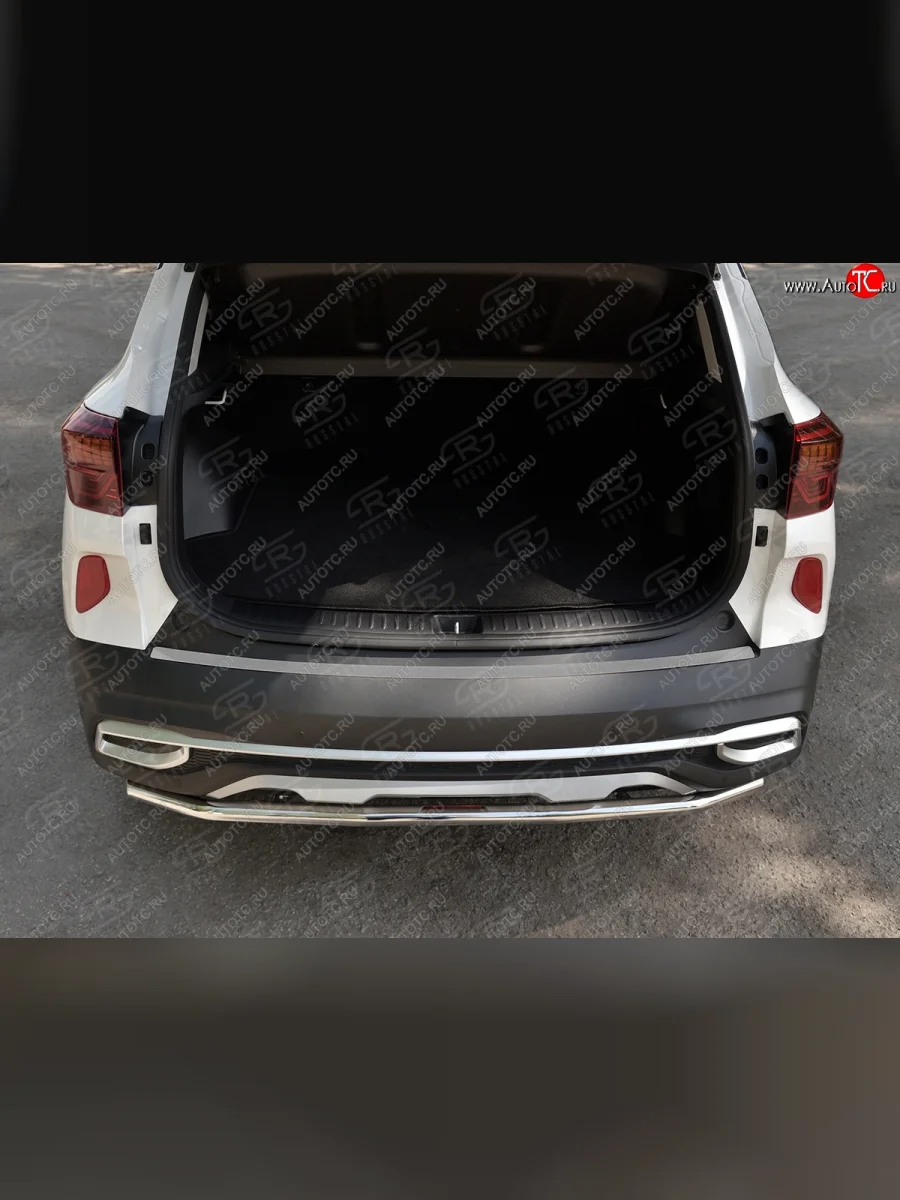 Защитная накладка заднего бампера Russtal KIA Seltos SP2 дорестайлинг (2019-2022) (Нержавейка шлифованная без надписи)  в Перми Пермском крае