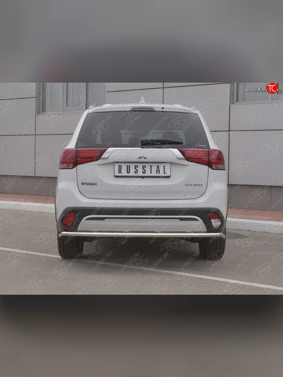 Защита заднего бампера (Ø42 мм, нержавейка) SLITKOFF Mitsubishi Outlander GF 3-ий рестайлинг (2018-2022)  в Керчи Республика Крым