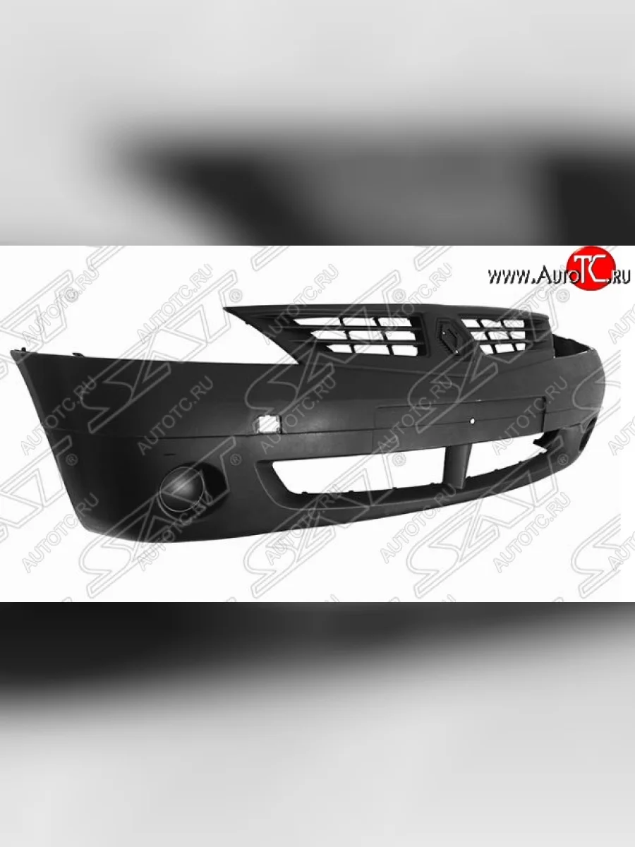 Бампер передний SAT (без отверстий под ПТФ) Renault Logan 1 дорестайлинг (2004-2010) (Неокрашенный)  с доставкой в г. Пермь