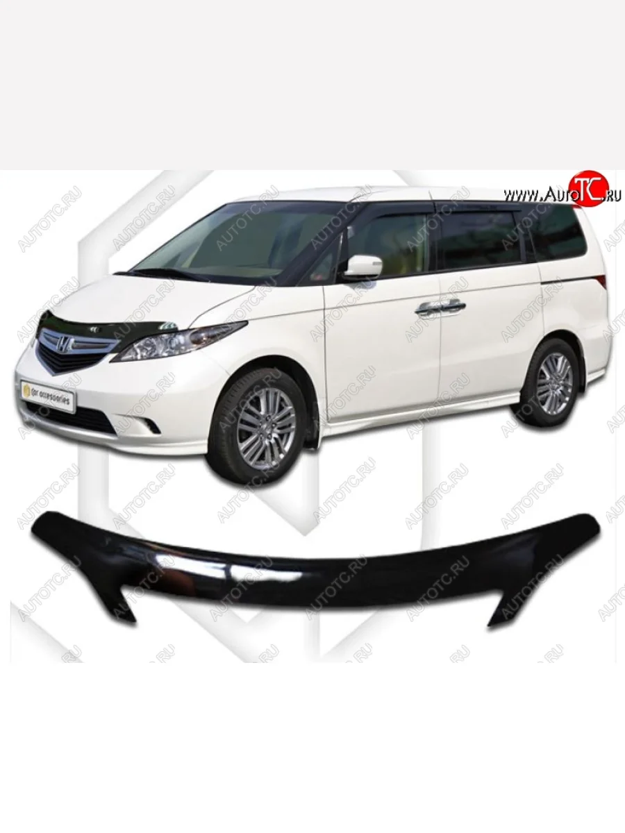 Дефлектор капота (RR1, RR2, RR3, RR4) CA-Plastic Honda Elysion 1 дорестайлинг (2004-2006) (Classic черный, Без надписи)  в Керчи Республика Крым