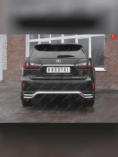 Защита заднего бампера (Ø42 мм волна, нержавейка, NOT F-SPORT) SLITKOFF Lexus RX350L AL20 рестайлинг (2019-2022)