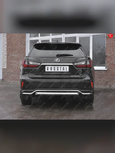 Защита заднего бампера (Ø63 мм, нержавейка, NOT F-SPORT) SLITKOFF Lexus RX350L AL20 рестайлинг (2019-2022)