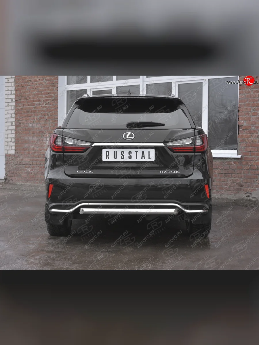 Защита заднего бампера (Ø63 мм, нержавейка, NOT F-SPORT) SLITKOFF Lexus RX350L AL20 рестайлинг (2019-2022)  в Перми Пермском крае