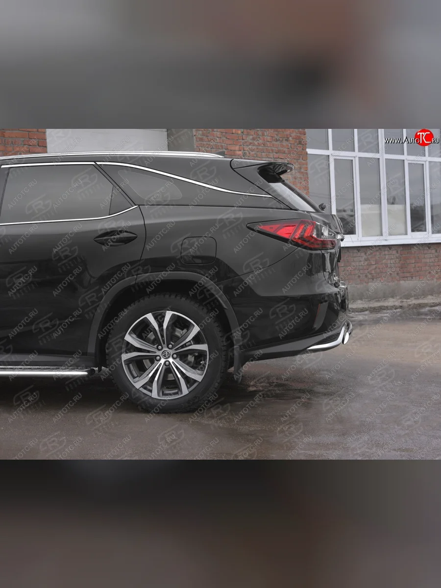 Защита заднего бампера (Ø75х42 мм, нержавейка, NOT F-SPORT) Russtal Lexus RX350L AL20 рестайлинг (2019-2022)  в Перми Пермском крае