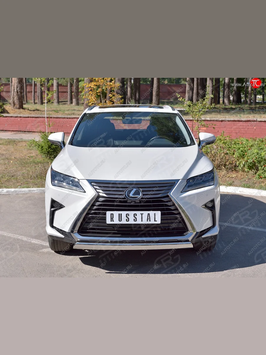 Защита переднего бампера (Ø75х42 мм, нержавейка, кроме F-Sport) Russtal Lexus RX350L AL20 рестайлинг (2019-2022)  в Перми Пермском крае