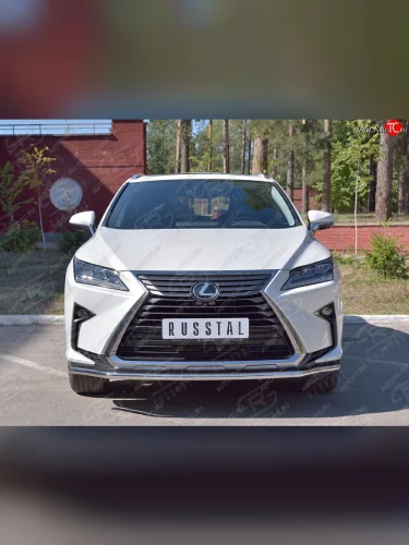 Защита переднего бампера (Ø42 мм, нержавейка, кроме F-Sport) SLITKOFF Lexus RX350L  AL20 (2017-2022) дорестайлинг, рестайлинг