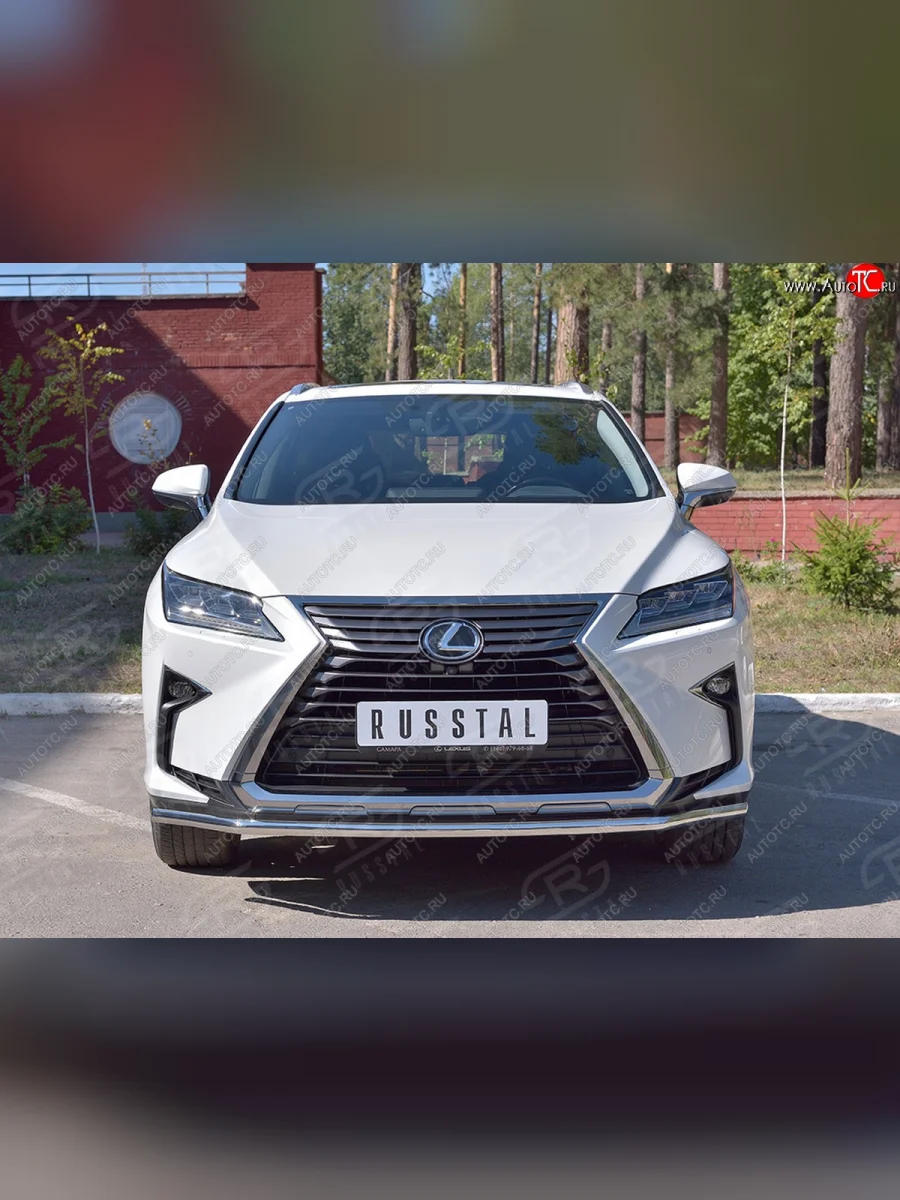 Защита переднего бампера (Ø42 мм, нержавейка, кроме F-Sport) SLITKOFF Lexus RX350L AL20 рестайлинг (2019-2022)  в Перми Пермском крае