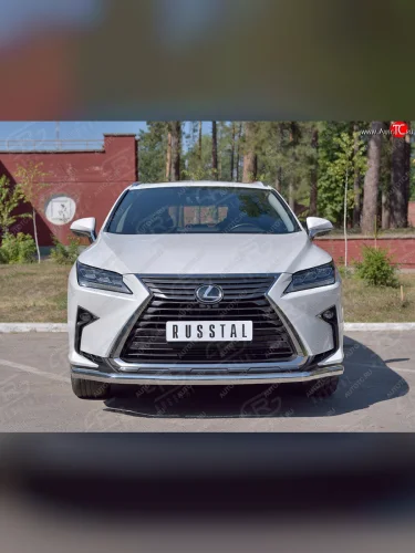 Защита переднего бампера (Ø63 мм, нержавейка, кроме F-Sport) SLITKOFF Lexus RX350L  AL20 (2017-2022) дорестайлинг, рестайлинг