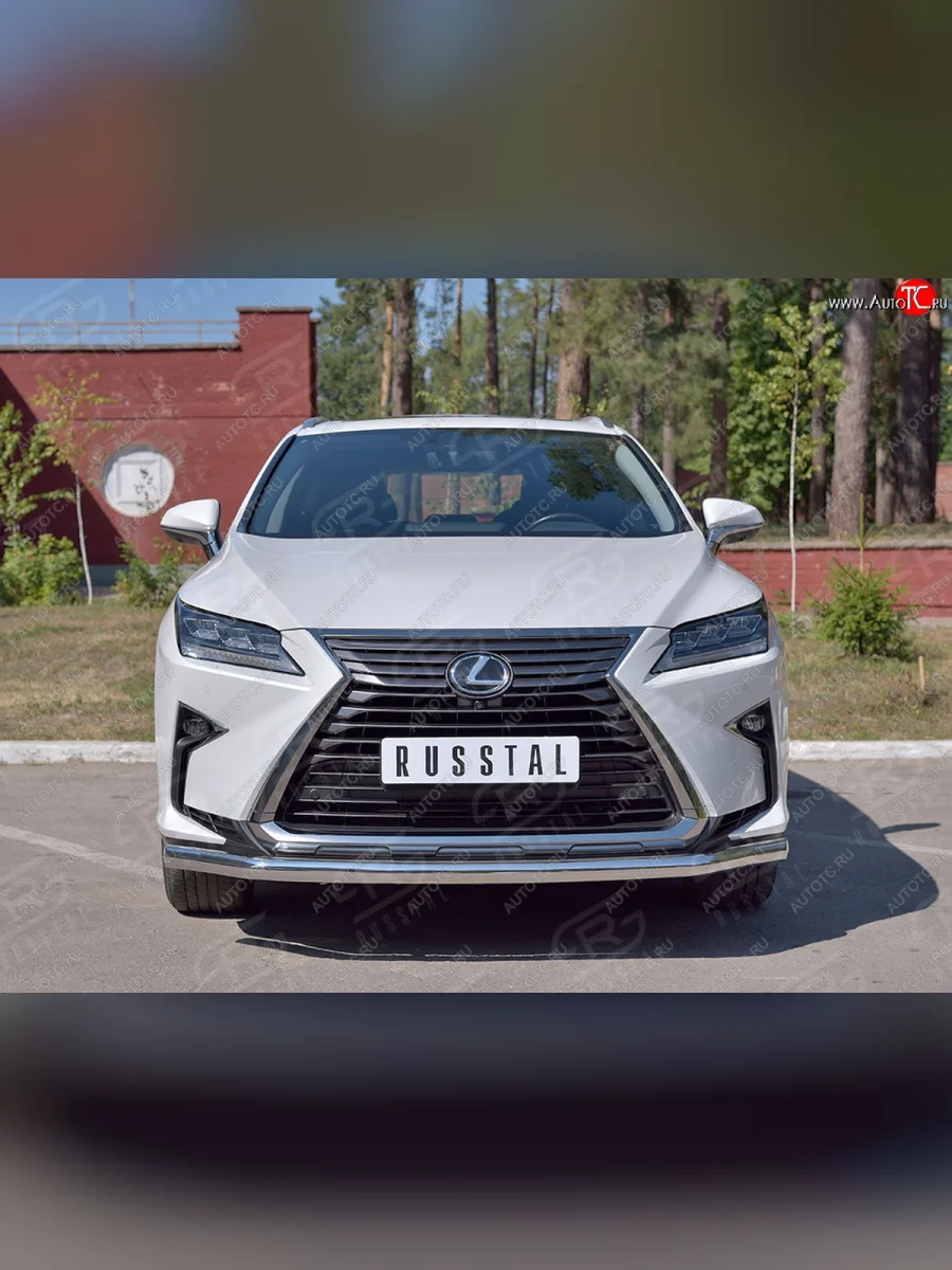Защита переднего бампера (Ø63 мм, нержавейка, кроме F-Sport) SLITKOFF Lexus RX350L AL20 рестайлинг (2019-2022)  в Перми Пермском крае