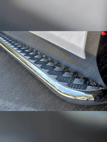 Порожки для ног (кроме комплектации F-Sport) SLITKOFF (Ø42 мм) (Лист алюминиевый, труба - нержавейка) Lexus RX350L  AL20 (2017-2022) дорестайлинг, рестайлинг