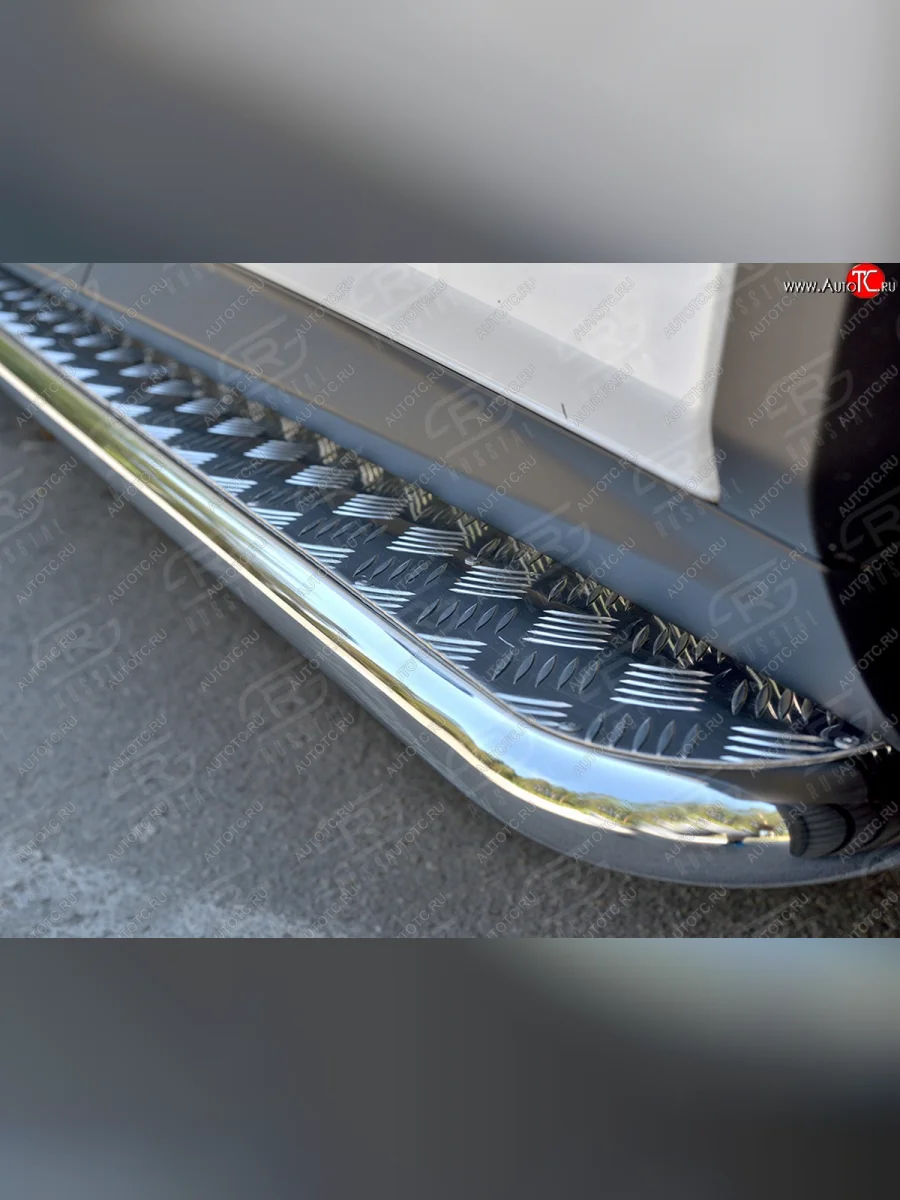 Порожки для ног (кроме комплектации F-Sport) SLITKOFF (Ø42 мм) Lexus RX350L AL20 рестайлинг (2019-2022) (Лист нержавейка, труба - нержавейка)  в Перми Пермском крае