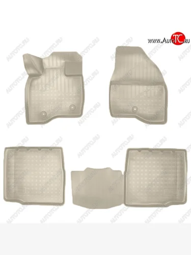 Коврики салонные Noplast (3D, 5 мест) (Бежевые) Ford Explorer  U502 (2017-2019) 2-ой рестайлинг, 5 дв.