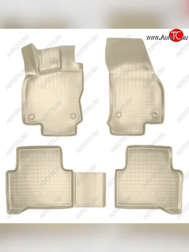 Коврики салонные Noplast (3D) (Бежевые) Volkswagen Touran 2T дорестайлинг минивэн (2015-2025)