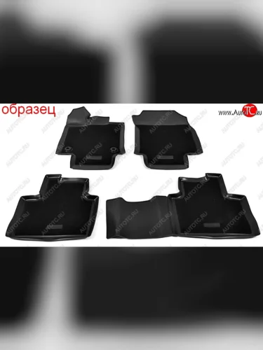 Комплект комбинированых ковриков в салон с повышенной износостойкостью Unidec (7 мест, полиуретан, текстиль) Hyundai Santa Fe TM дорестайлинг (2018-2021) (Черный)