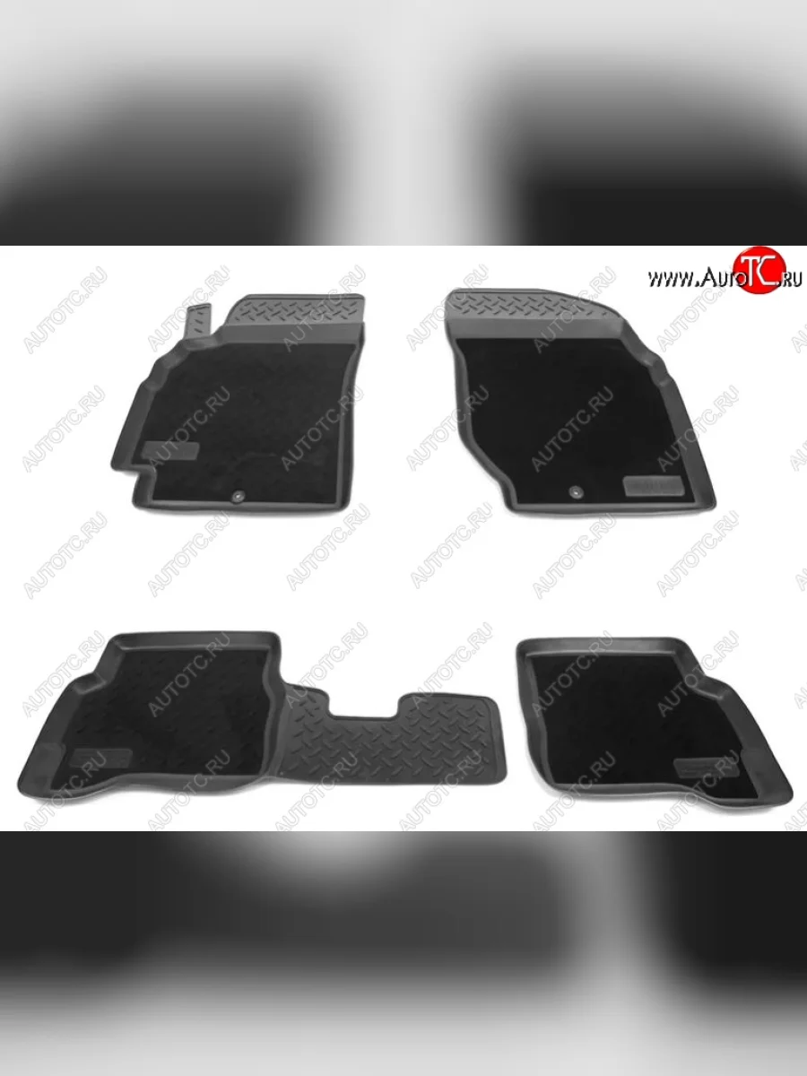 Комплект комбинированых ковриков в салон с повышенной износостойкостью Unidec (полиуретан, текстиль) Nissan Almera Classic B10 седан (2006-2013) (Черный)  в Керчи Республика Крым