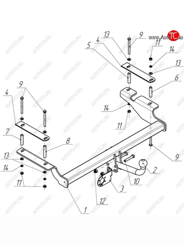 Фаркоп Avtos (съемный шар тип A) (Без электропроводки) Chevrolet Aveo T250 седан рестайлинг (2006-2011)