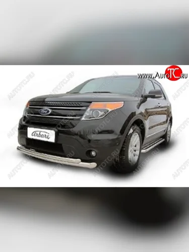 Двойная защита переднего бампера (d76+d57) Arbori Ford Explorer ( U502,  U625) (2017-2025) 2-ой рестайлинг, 5 дв., 5 дв.