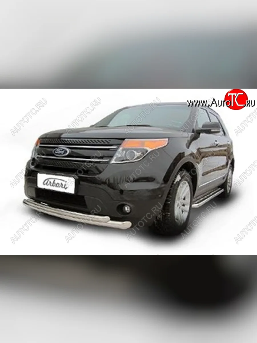 Двойная защита переднего бампера (d76+d57) Arbori  Ford Explorer (2017-2025) U502, U625  в Воронеже Воронежской области