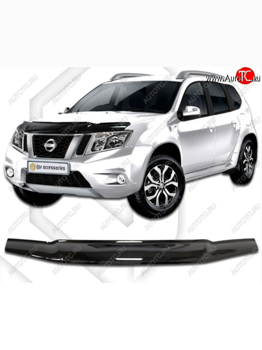 Дефлектор капота CA-Plastiс Nissan Terrano D10 дорестайлинг (2013-2016) (Classic черный, Без надписи)  в Самаре Самарской области