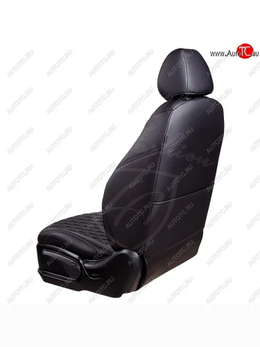 Чехлы для сидений Lord Autofashion Байрон (экокожа, спинка и сиденье 60/40, подлокотник, отдельные бока, 3 Г-образных подголовника) (Черный, вставка черная, строчка черная) Skoda Octavia A5 дорестайлинг универсал (2004-2008)