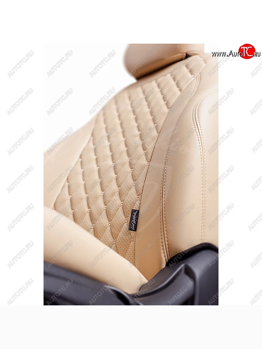 Чехлы для сидений Lord Autofashion Байрон (экокожа, спинка 45/10/45, сиденье 60/40,3 Г-образных подголовника) Toyota RAV4 XA305 5 дв. дорестайлинг (2005-2009) (Бежевый, вставка бежевая, строчка бежевая)  в Самаре Самарской области