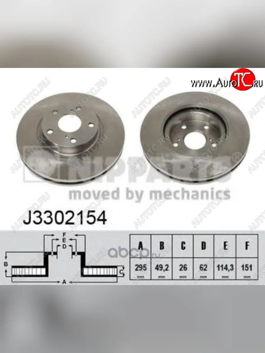 Передний тормозной диск NIPPARTS (295 mm) Toyota Avensis T250 седан дорестайлинг (2003-2006)  в Перми Пермском крае