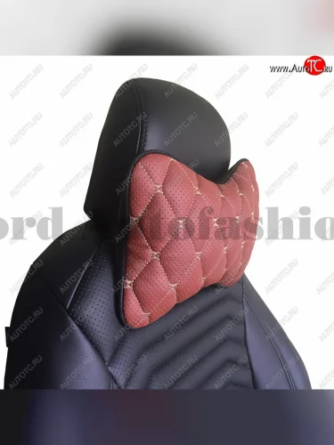 Подушка-косточка Lord Autofashion Байрон (экокожа, 1 шт.) Ford S-Max 1 дорестайлинг (2006-2010) (Коричневый, строчка бежевая)