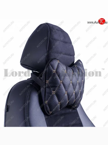 Подушка-косточка Lord Autofashion Байрон (экокожа, 1 шт.) Ford S-Max 1 дорестайлинг (2006-2010) (Черный, строчка бежевая)