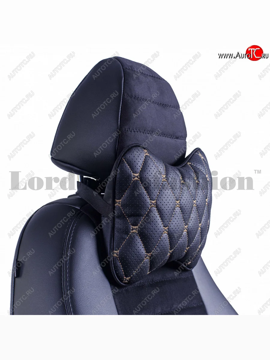 Подушка-косточка Lord Autofashion Байрон (экокожа, 1 шт.) Mitsubishi Lancer 10 CY седан дорестайлинг (2007-2010) (Черный, строчка бежевая)  с доставкой в г. Керчь