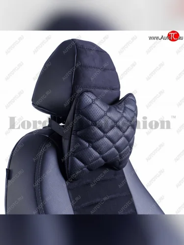 Подушка-косточка Lord Autofashion Байрон (экокожа, 1 шт.) Ford S-Max 1 дорестайлинг (2006-2010) (Черный, строчка черная)
