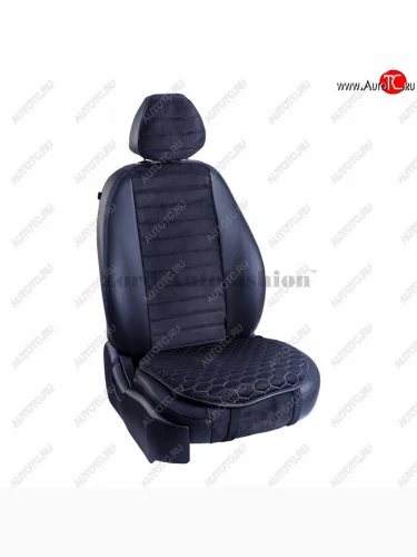 Подушка для сиденья универсальная Lord Autofashion Комфорт+ (велюр) (Черный, строчка бежевая) 